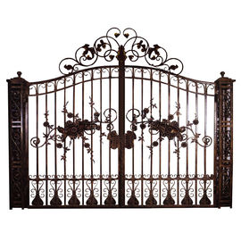 Bezpieczeństwo Wejście Cast Iron Decor Gate / Double Entry Ornamental Metal Gates